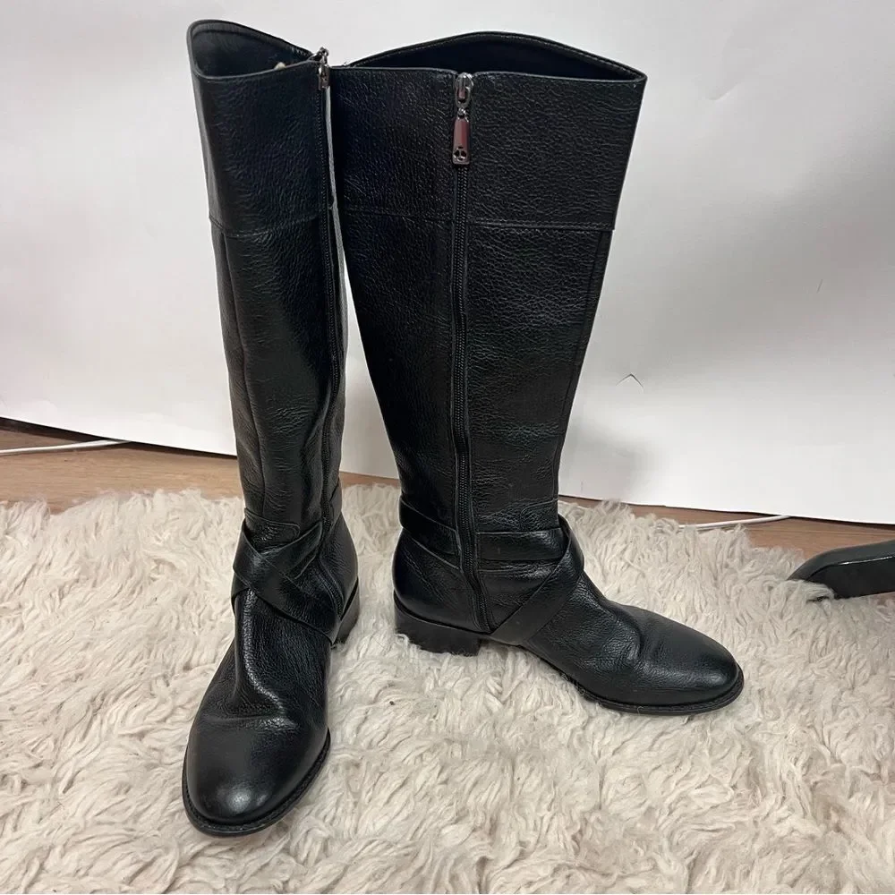 Talbots Black Leather Knee-High Riding Boots